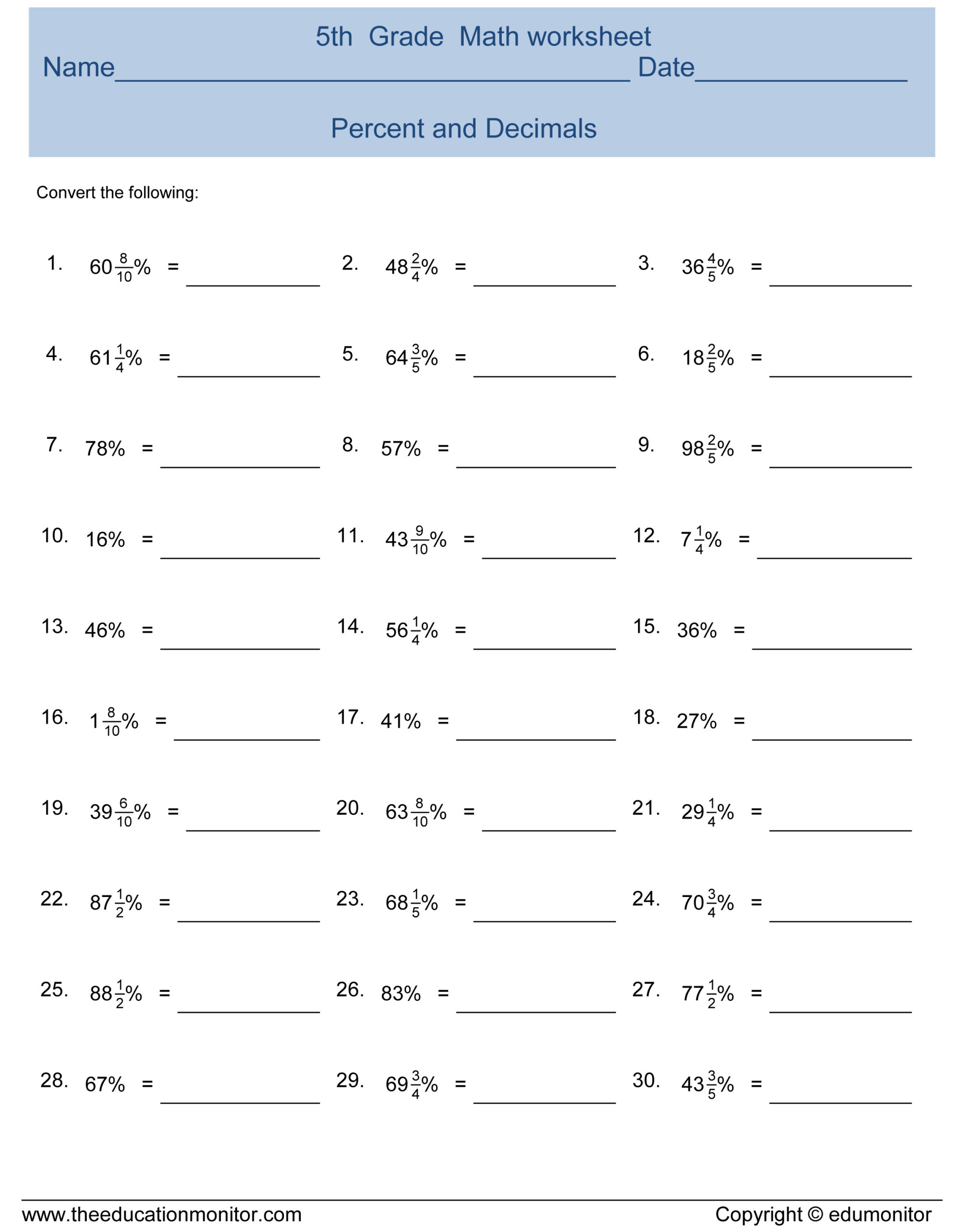 29 Decimal To Percent Worksheet Free Worksheet Spreadsheet