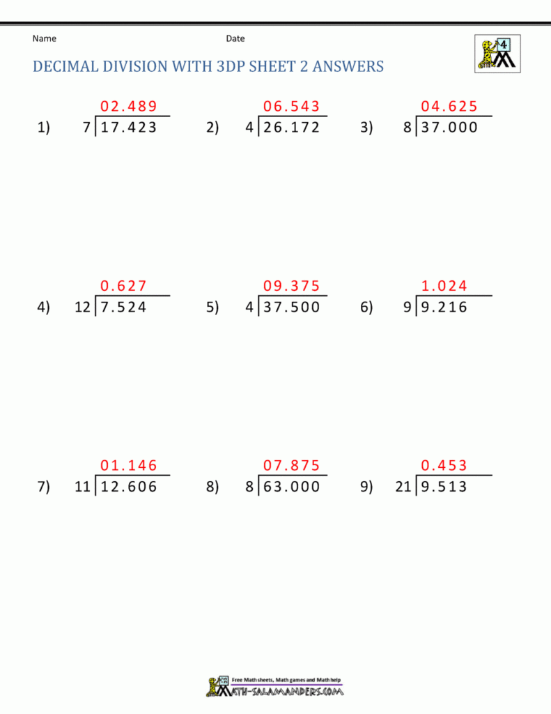 42 Dividing Decimals Worksheet 8Th Grade Dividing Decimals