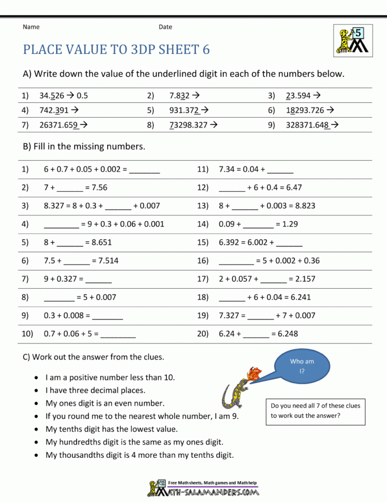 5th Grade Place Value Worksheets