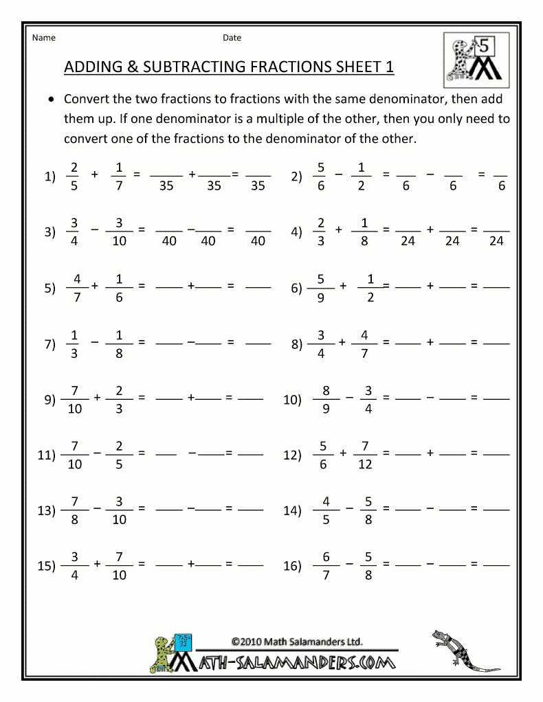 A Worksheet On Adding And Subtracting Integers Fractions Worksheets 