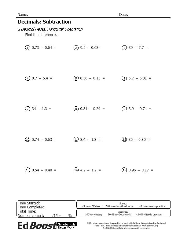 Add Subtract Multiply And Divide Decimals To Hundredths Worksheets 