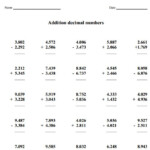 Adding And Subtracting With Decimals Worksheets 5th Grade Free Worksheet