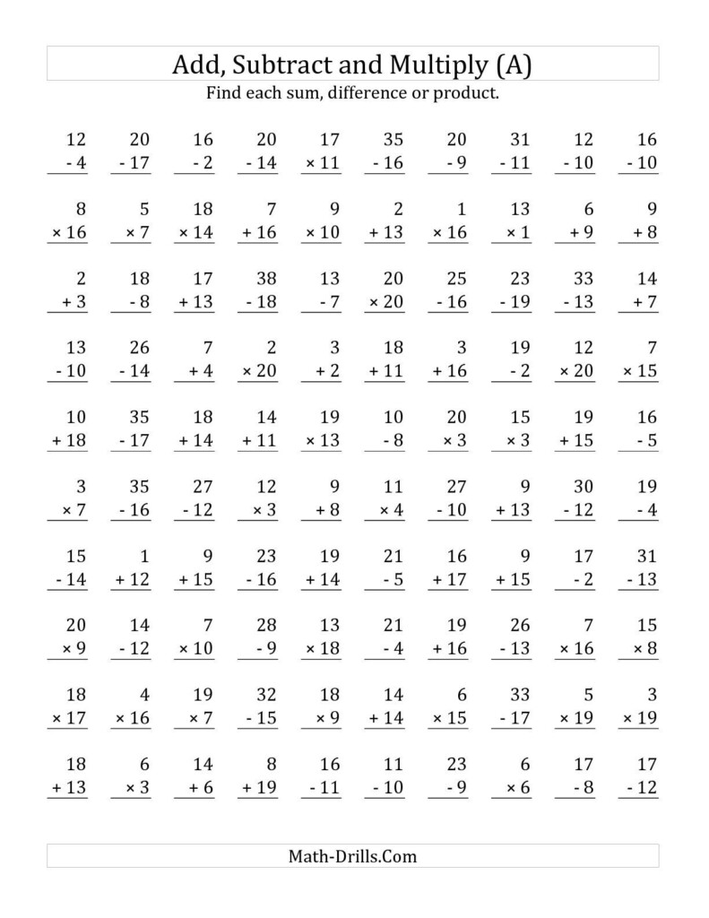 Adding Subtracting Multiplying And Dividing Decimals Printable 