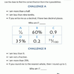 Compare And Order Fractions Decimals And Percents Worksheet