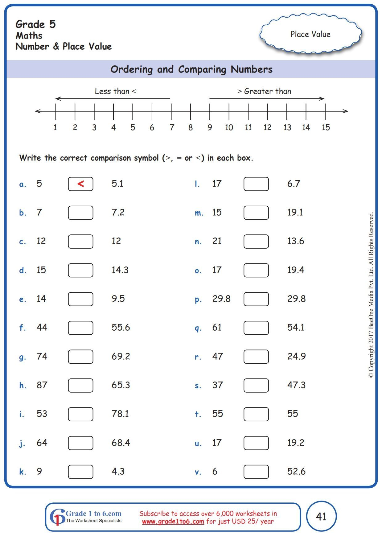 Comparing Decimals 5th Grade Worksheet Printable Worksheets Are A 