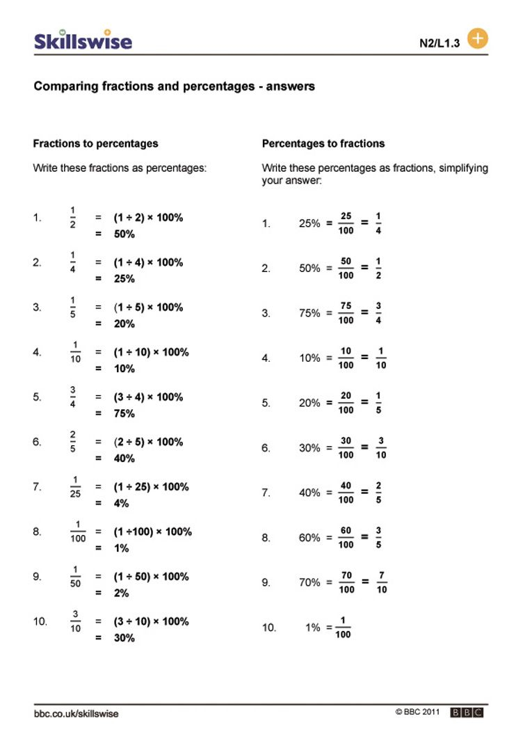 Comparing Fractions Decimals And Percents Worksheets Fracciones 