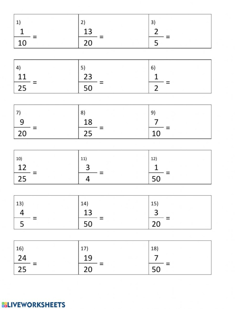 Converting Fractions Into Percentages Worksheet Fraction Worksheets 