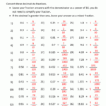 Converting Fractions To Decimals Worksheet 7th Grade Fraction