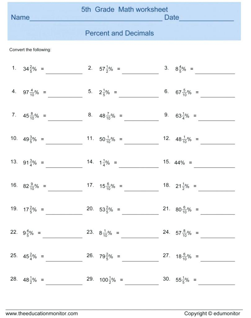 Converting Fractions To Decimals Worksheet 7th Grade Fraction