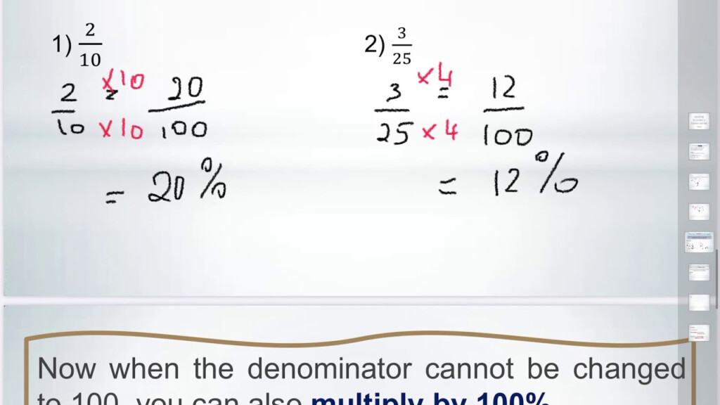 Converting Percentages To Fractions And Vice Versa YouTube