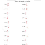 Converting Terminating Decimals To Fractions B