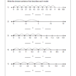 Decimal Division Using Number Lines Worksheets