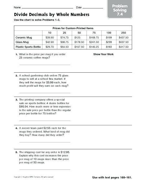 Decimal Division Word Problems Worksheet Made In Scotland From 