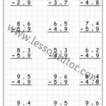 Decimal Subtraction Regrouping 5 Worksheets Fourth Grade Lesson Tutor