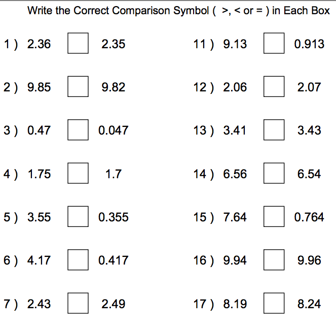 Decimal Worksheets Grade 7