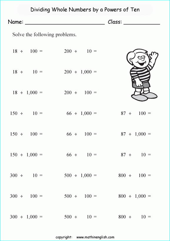 Dividing Decimals By Whole Numbers 5th Grade Servicenumber Decimal 