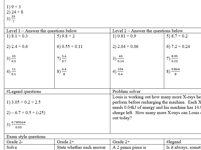 Dividing Decimals Worksheet Teaching Resources