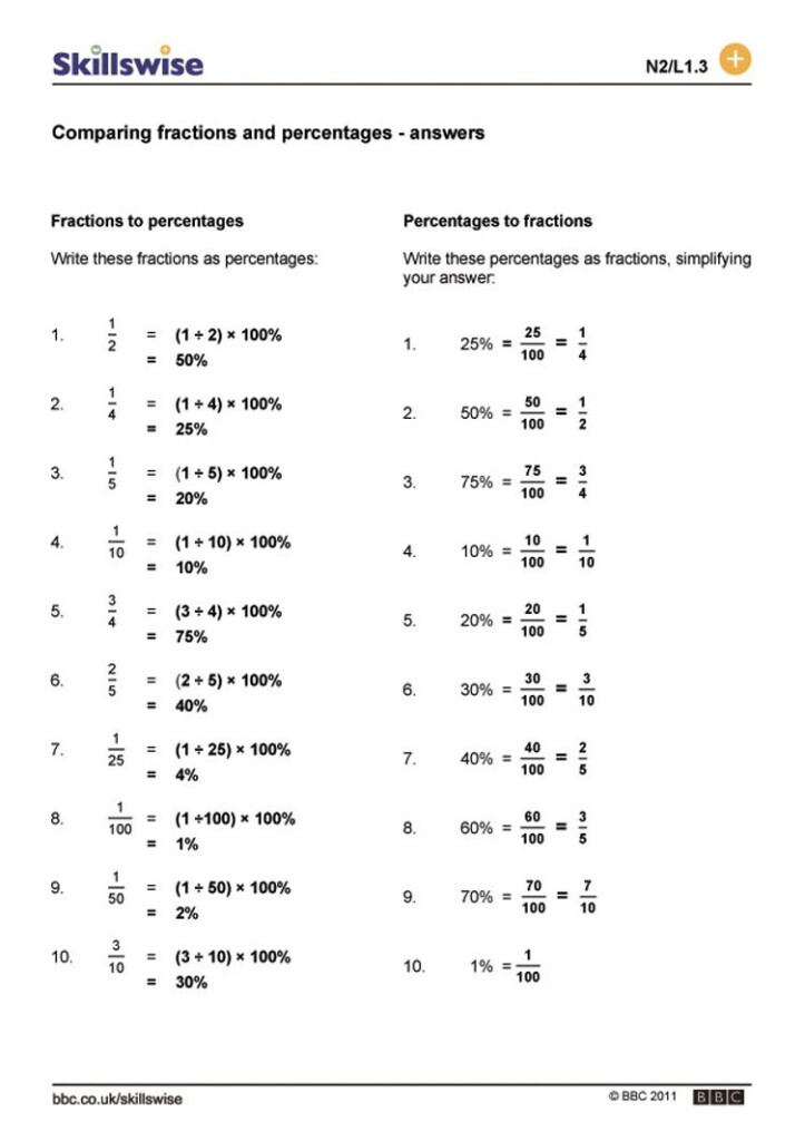Fractions Decimals And Percents Worksheets 7th Grade Worksheets Free 