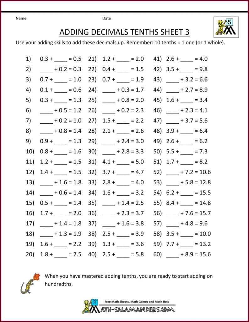 Free Printable Worksheets On Decimal Place Value Worksheet Resume 