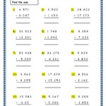 Grade 4 Maths Resources 3 5 Addition Of Decimals Printable Worksheets