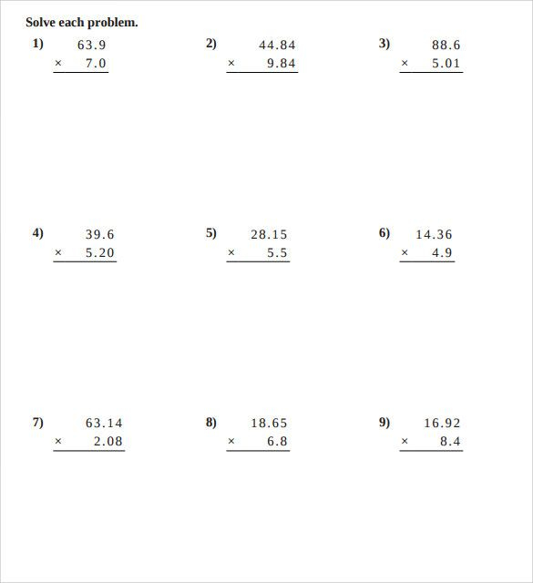 Image Result For Multiplying Decimals Worksheets Multiplying Decimals 