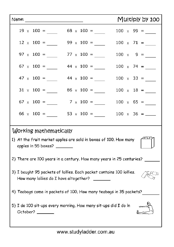 Multiplying By 10 100 Or 1000 Mathematics Skills Online Interactive 