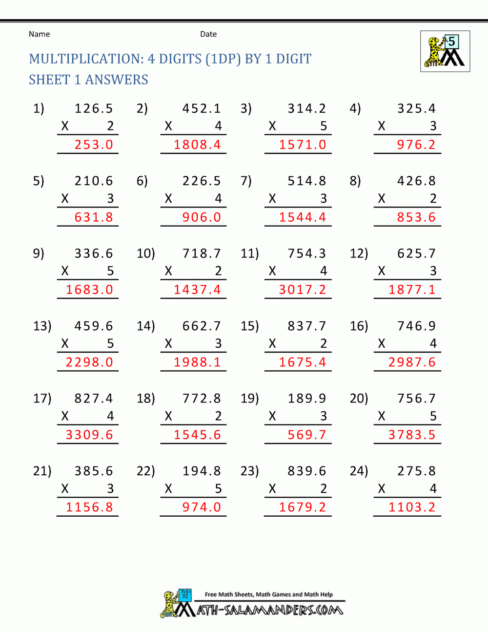 Multiplying Decimals By Decimals Worksheet 5th Grade Easy Worksheet