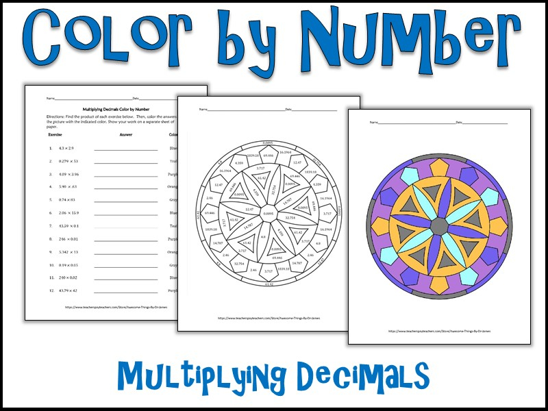 Multiplying Decimals Color By Number Teaching Resources