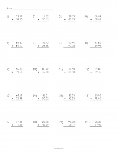 Multiplying Decimals Worksheet STEM Sheets