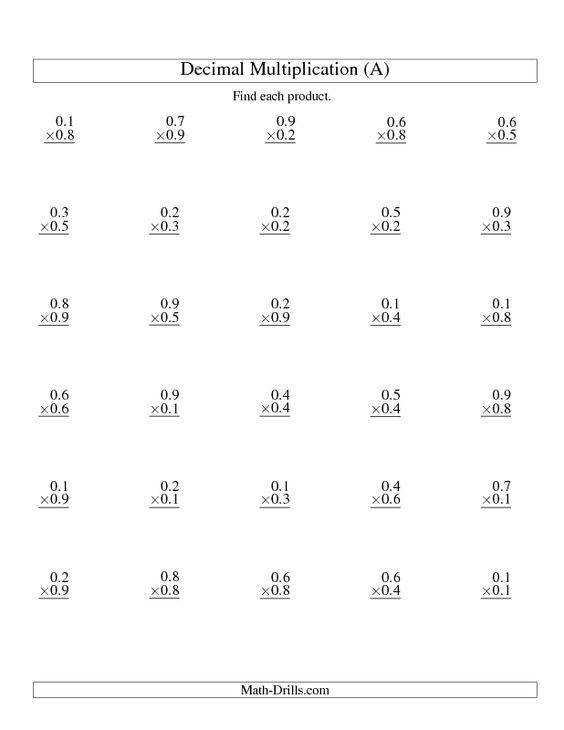 Multiplying Decimals Worksheets 7th Grade Decimals Worksheets 