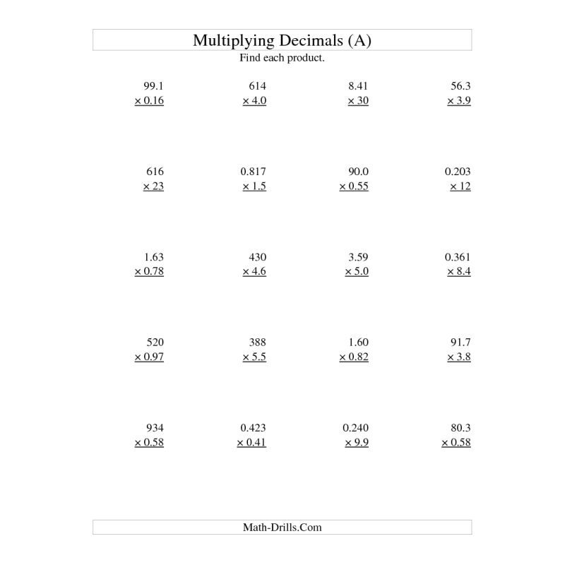 Multiplying Decimals Worksheets 7th Grade Fen emdutch Decimals 