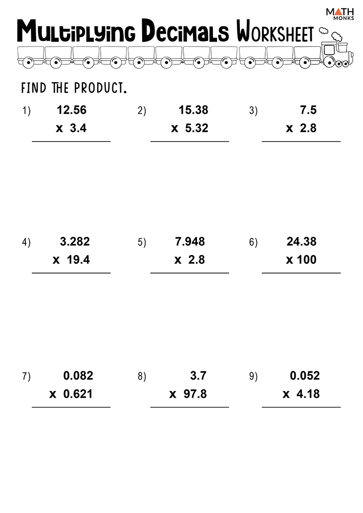 Multiplying Decimals Worksheets Math Monks Decimal Worksheets