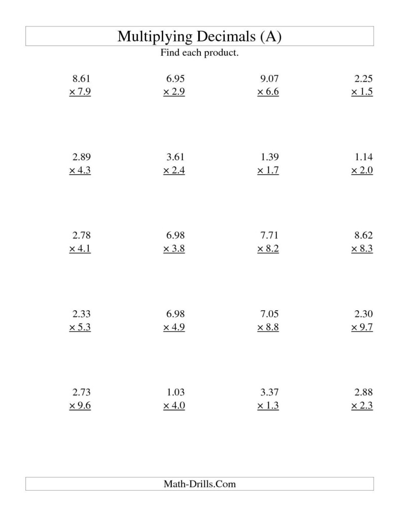 Multiplying Three Digit Hundredths By Two Digit Tenths A Decimals 