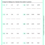 Ordering Decimals Worksheets Smallest To Largest Grade 6