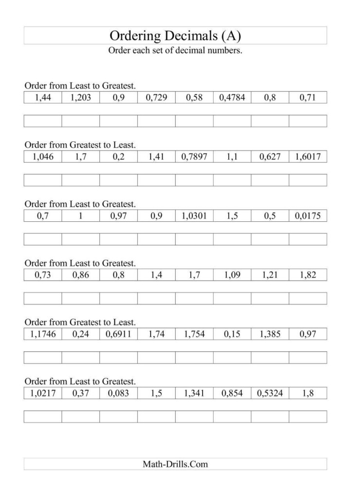 Ordering Fractions And Decimals Worksheet En 2020 Ordenar Decimales 