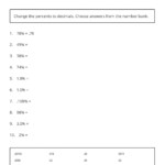 Percents To Decimals Worksheet