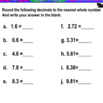 Rounding Decimals To The Nearest Whole Number Worksheet