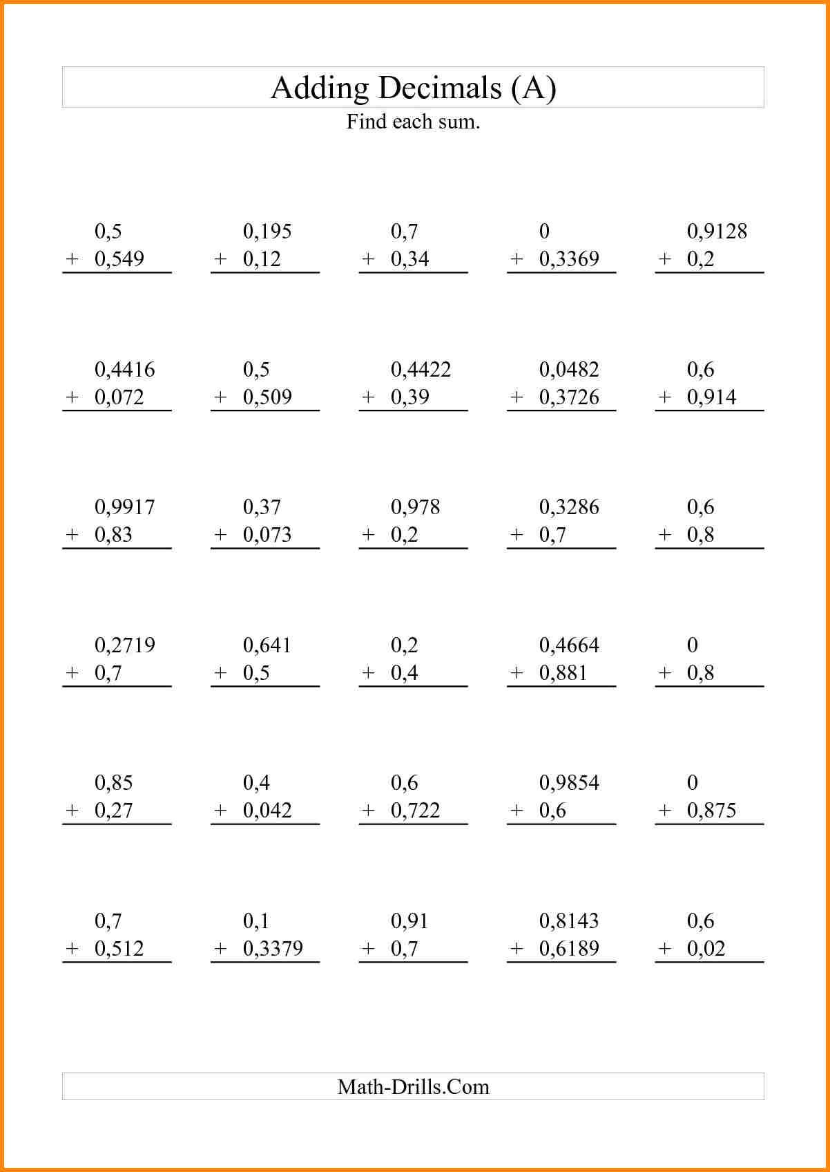 Rounding Decimals Worksheet 5Th Grade To Free Math Db excel