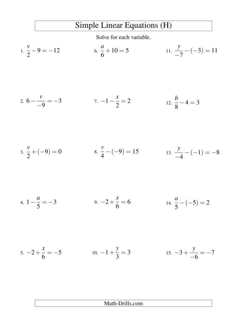 Solving Multi Step Equations With Fractions And Decimals Worksheet 