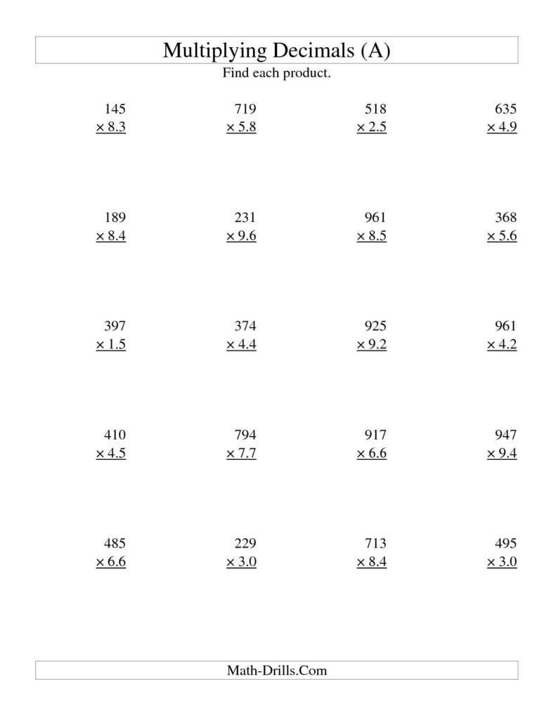 The Multiplying Three Digit Whole By Two Digit Tenths All 