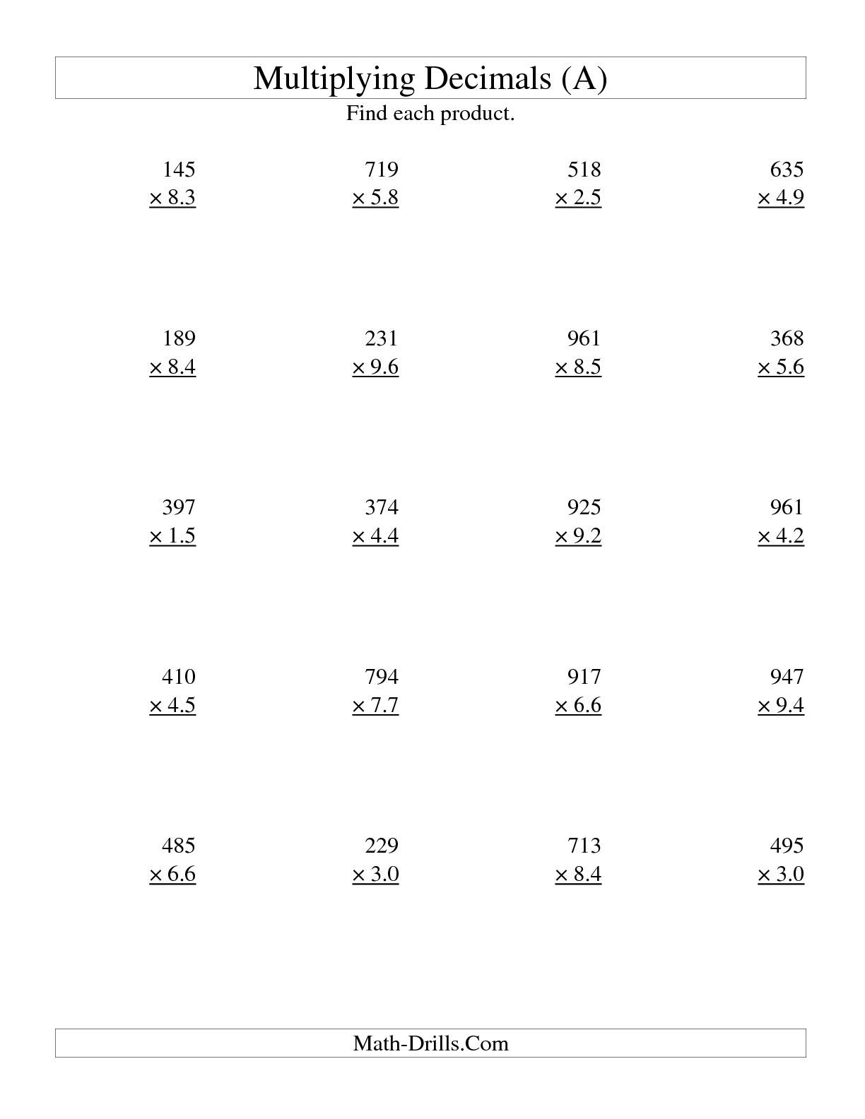 The Multiplying Three Digit Whole By Two Digit Tenths All 