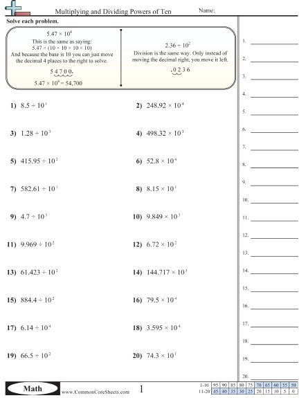 Worksheets Multiplying And Dividing By 10 Part 2 Multiplying Decimals 