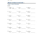 Write Each Fraction Or Mixed Number As A Decimal Worksheet Worksheets