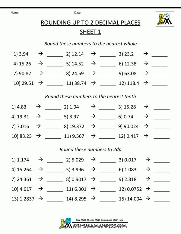 16 Rounding Off Decimals Worksheets 5Th Grade In 2020 Rounding 