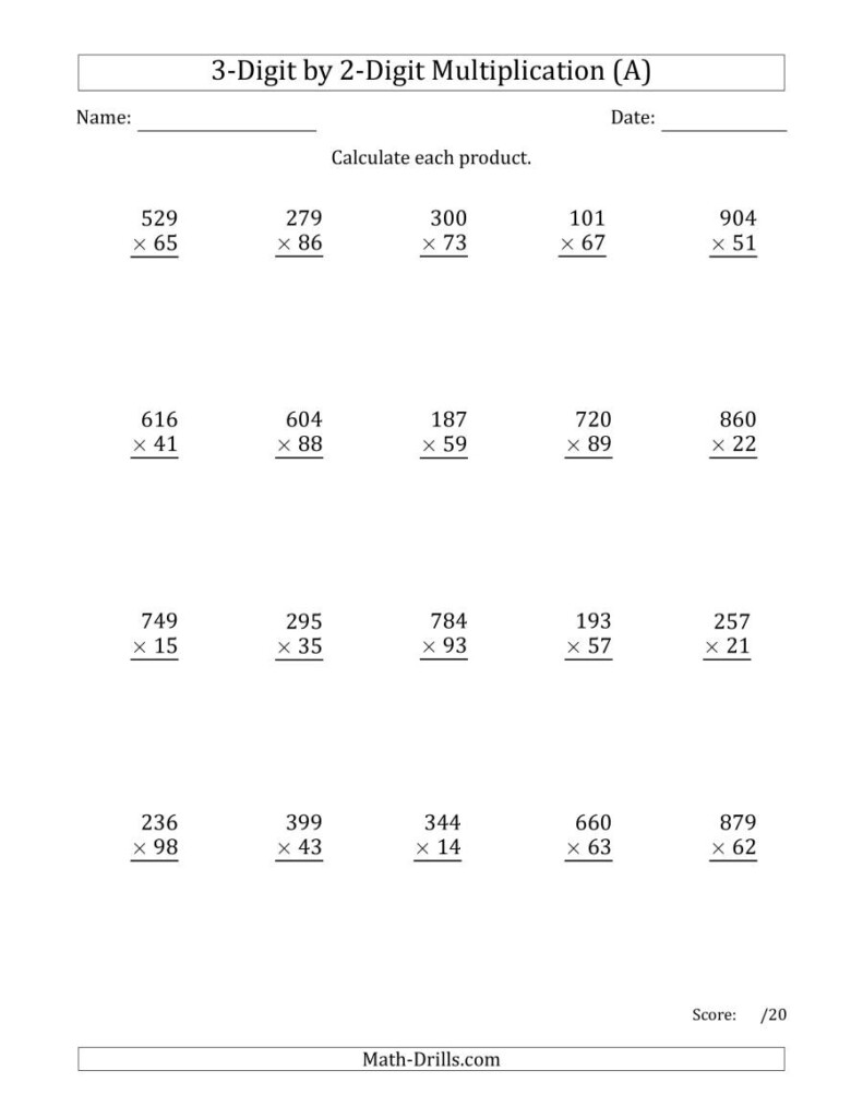 3 Digit By 2 Digit Multiplication Worksheets Times Tables Worksheets