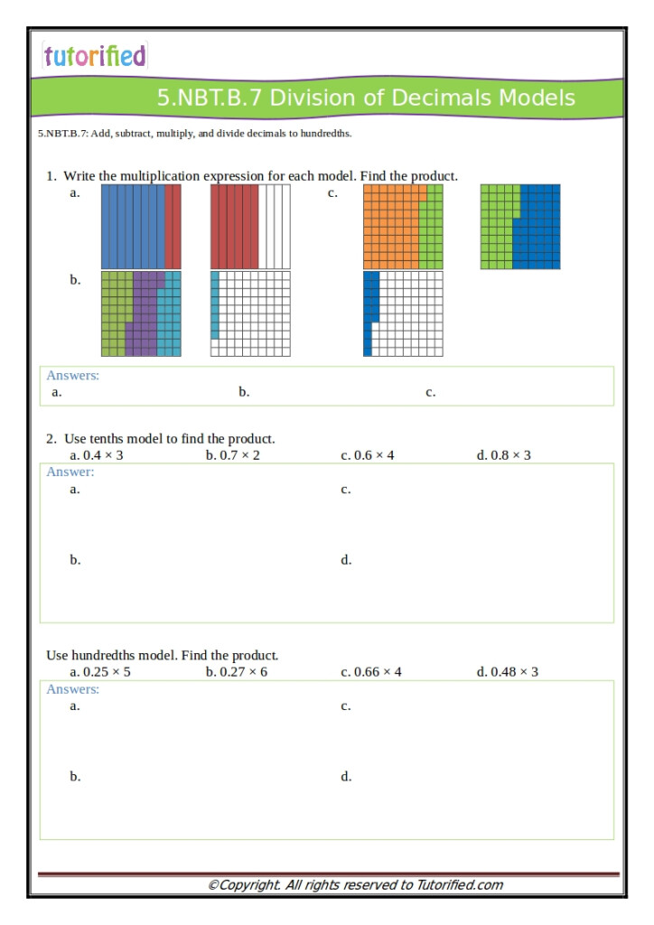 5th Grade Common Core Math Worksheets