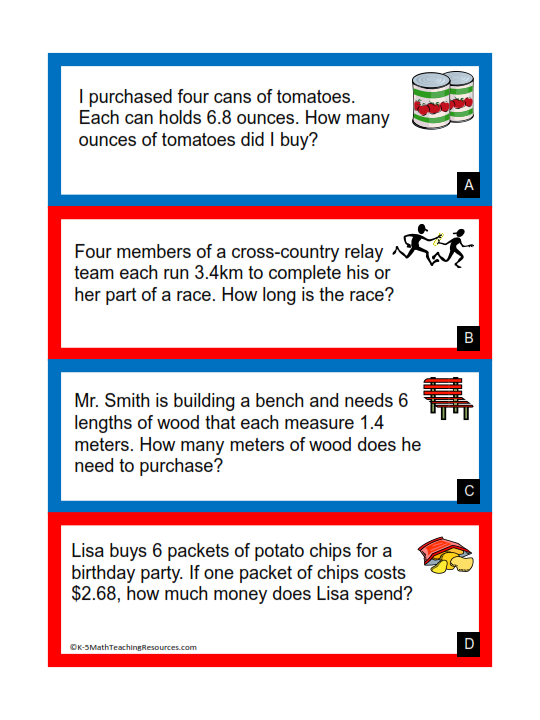 5th Grade Number Decimal Word Problems Math Word Problems Math Words