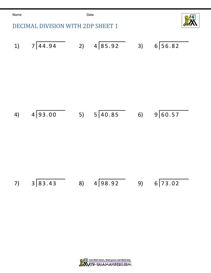 6 Dividing Decimals 5th Grade Math Worksheets In 2020 Word Problem 