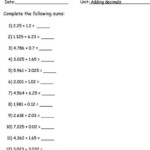 Adding Decimals Horizontal Worksheet Numeracy Adding Decimals Worksheet