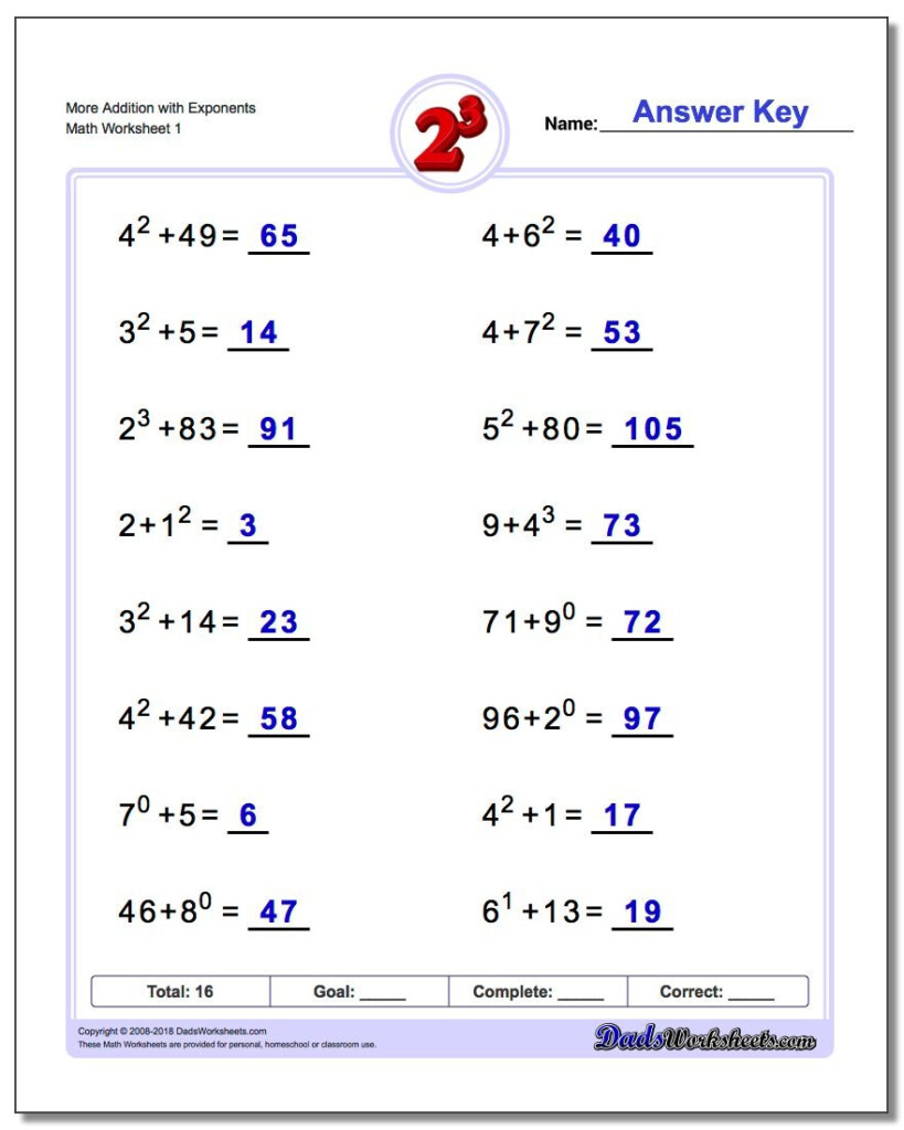 Addition With Exponents